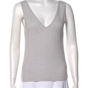 NakedCashmere Light Gray V-Neck Cashmere Tank